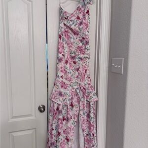 Hello Molly Pink Floral One Shoulder Dress